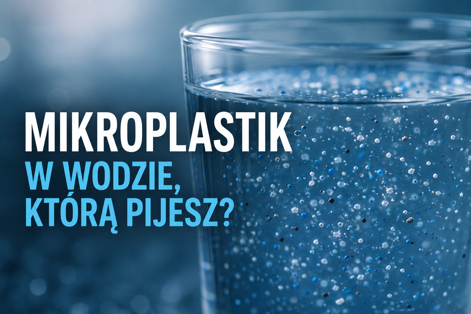 Mikroplastik w wodzie pitnej – cząsteczki plastiku widoczne w kropli wody
